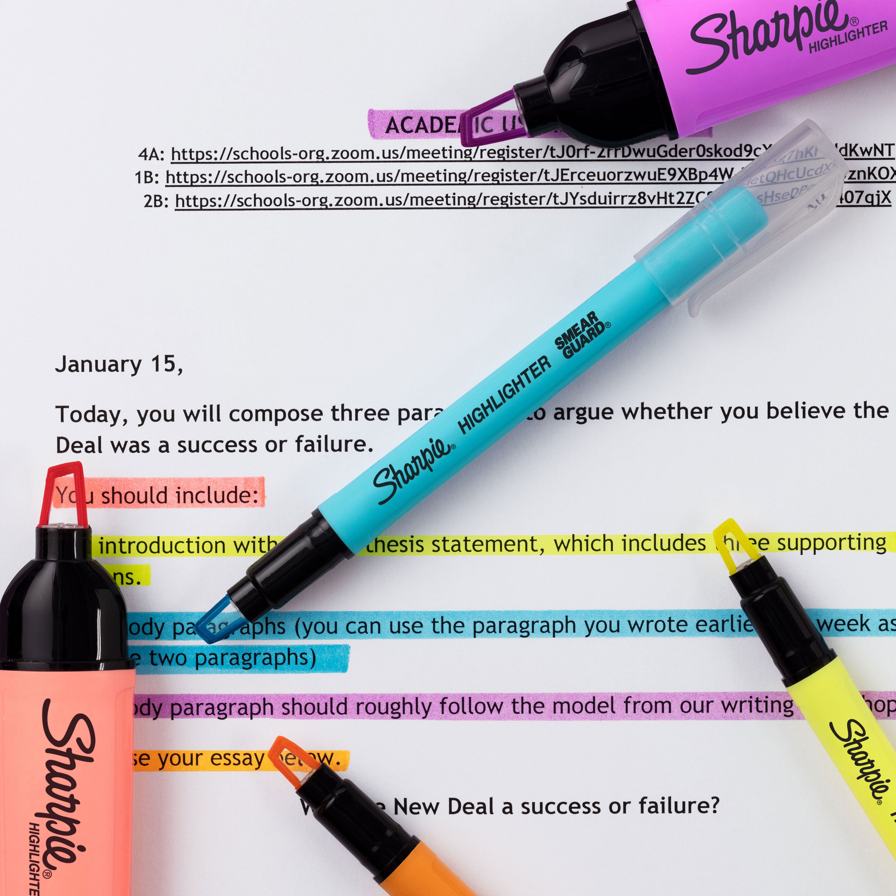 Sharpie Clear View Stick Highlighters, See-Through Chisel Tip